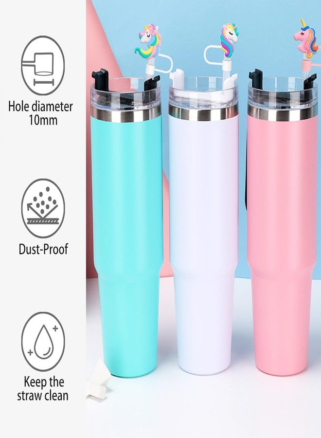 Cussom 4PCS Pink Straw Toppers Set, 10mm Unicorn Straw Covers Cap Compatible with Stanley Cups 30&40 Oz Tumbler with Handle, Reusable Silicone Drinking Tips Accessories - Image 5